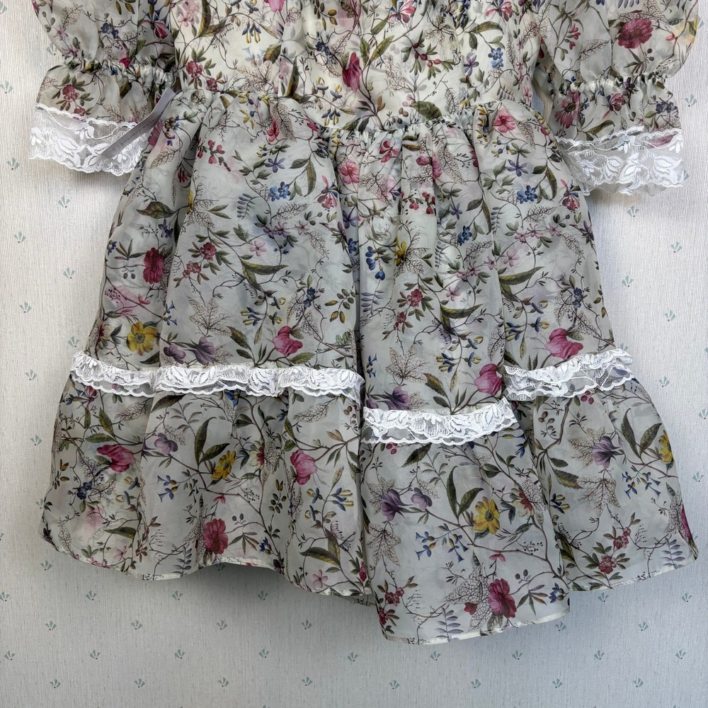 Selkie Ruffle Neck Cutout Dress Medium Floral Cottagecore Fairy Whimsical Doll - Picture 7 of 16